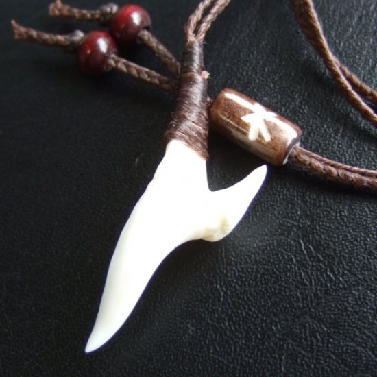 【表示現品】アオザメの前歯（約3.3cm）シンプルネックレス - 21069zhb