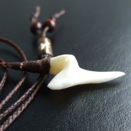 【表示現品】アオザメの前歯（約3.3cm）シンプルネックレス - 21069zhb