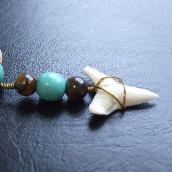 【表示現品】オオメジロザメの歯・ビーズネックレス - 21097zhb