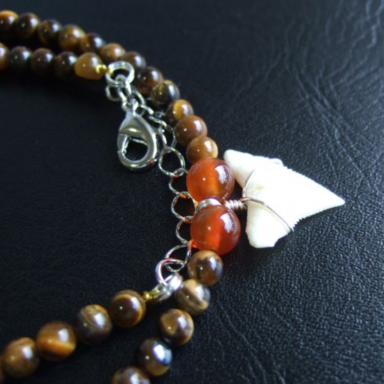 【表示現品】1.8cm メジロザメの歯ネックレス（上あごの歯） - 21200zhb