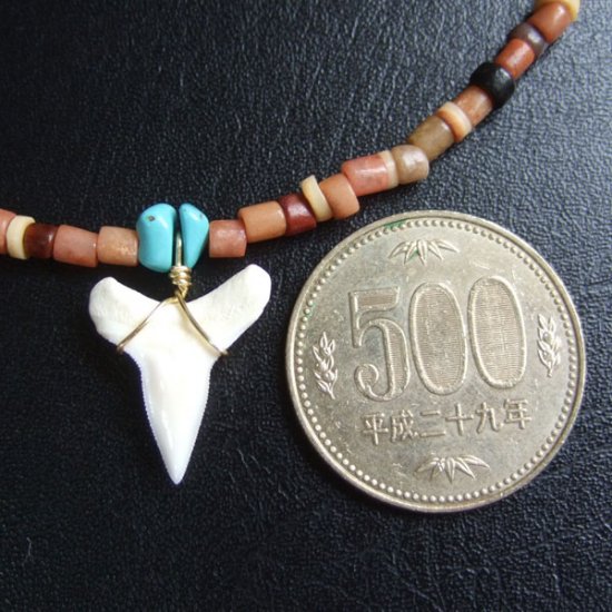 【表示現品】メジロザメの歯ビーズネックレス - 21205zhb