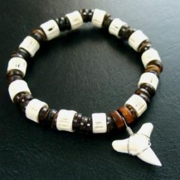 本物のサメの歯ブレスレット - 27039zhc