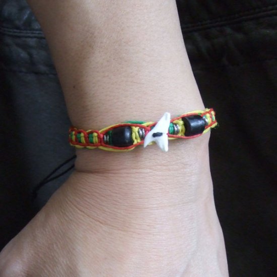 本物のサメの歯コード編みブレスレット - 27050etk