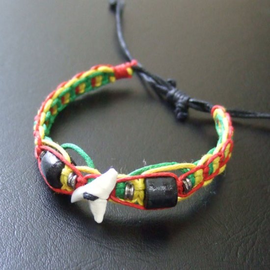 本物のサメの歯コード編みブレスレット - 27050etk