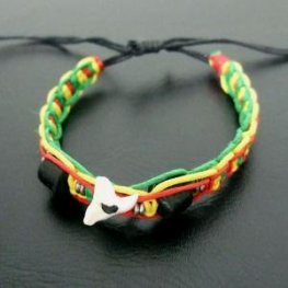 本物のサメの歯コード編みブレスレット - 27050etk