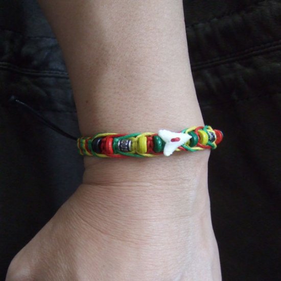 本物のサメの歯コード編みブレスレット - 27051etk