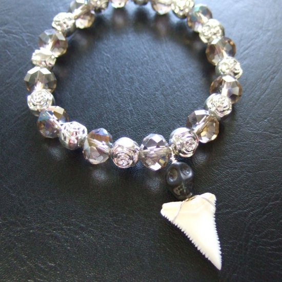 【訳あり】ホオジロザメのサメの歯ブレスレット - 27099zhc