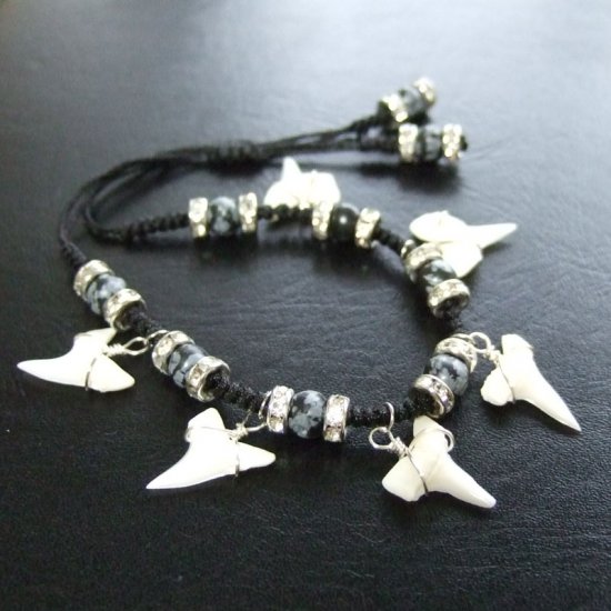 本物のサメの歯（アオザメ）ブレスレット - 27111zhb