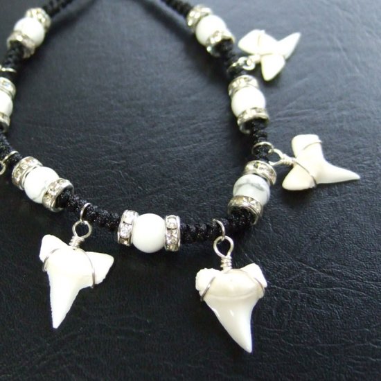 本物のサメの歯（アオザメ）ブレスレット - 27112zhb