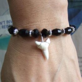 【表示現品】メジロザメの歯　ビーズ ブレスレット - 27211zhb