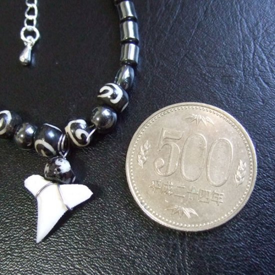 【表示現品】メジロザメの歯　ビーズ ブレスレット - 27218zhb