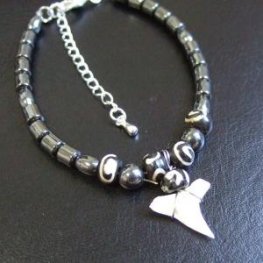 【表示現品】メジロザメの歯　ビーズ ブレスレット - 27218zhb