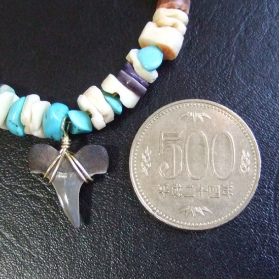 【表示現品】サメの歯化石　ビーズブレスレット - 30299zhb
