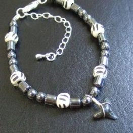 【表示現品】サメの歯化石 ビーズ ブレスレット - 30302zhb 【表示現品】サメの歯化石 ビーズ ブレスレット - 30302zhb