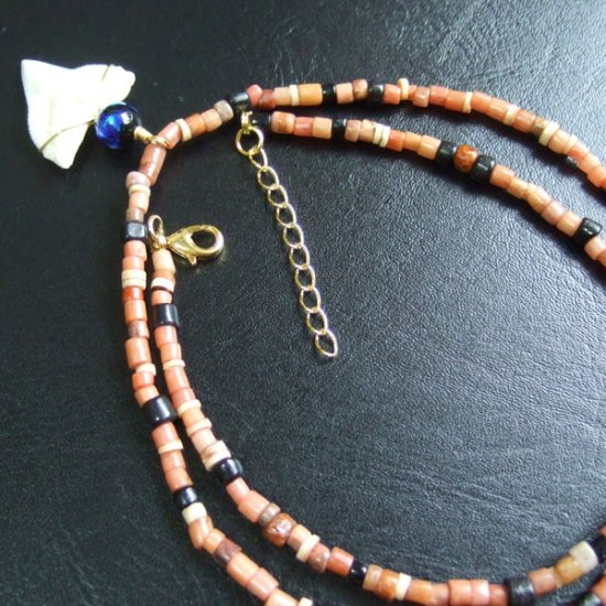 【表示現品】メジロザメの歯ホタル球ビーズネックレス - BLN-12023