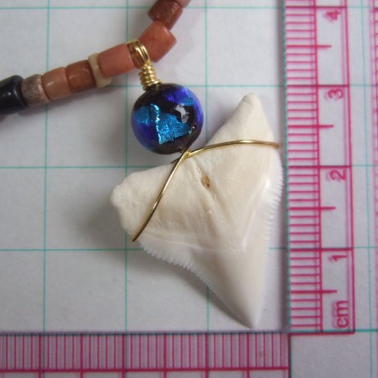 【表示現品】メジロザメの歯ホタル球ビーズネックレス - BLN-12023