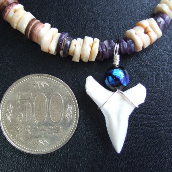 【表示現品】メジロザメの歯ホタル球ビーズネックレス - BLN-12035