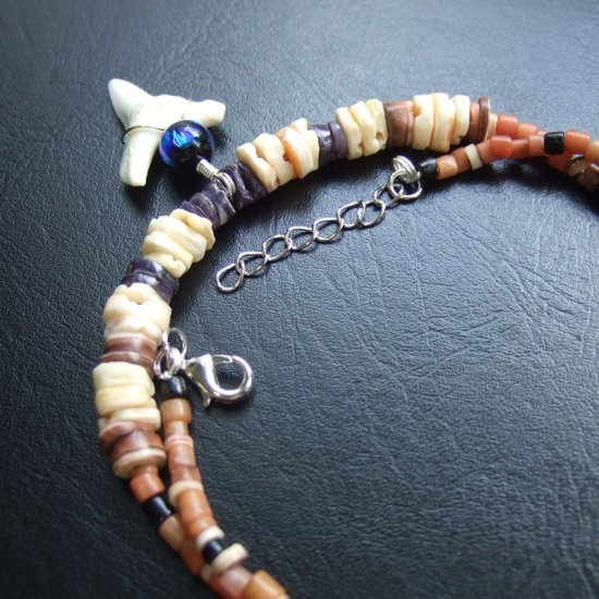 【表示現品】メジロザメの歯ホタル球ビーズネックレス - BLN-12035