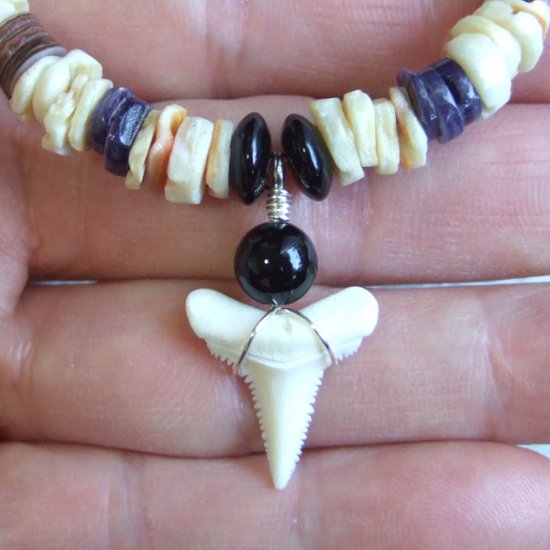 【表示現品】ホオジロザメの歯　ビーズブレスレット - GWN-10027