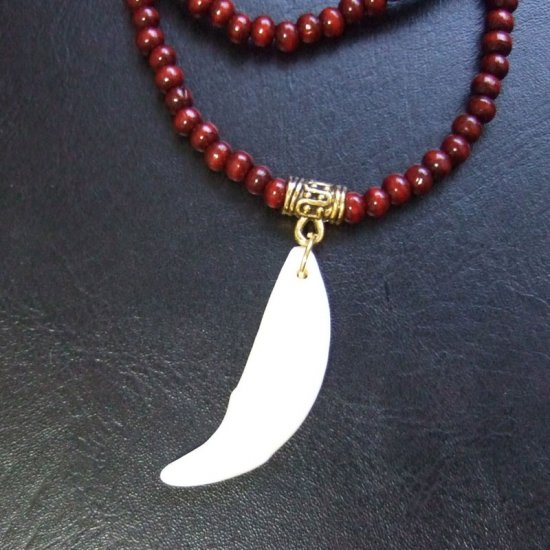 【表示現品】狼牙ウッドビーズネックレス - 15387zhb