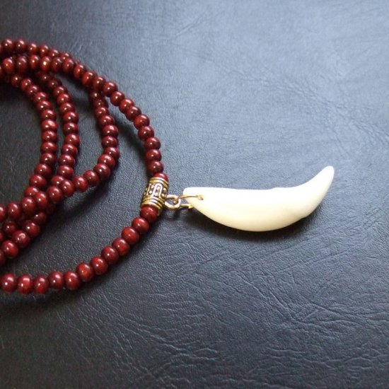 【表示現品】狼牙ウッドビーズネックレス - 15387zhb