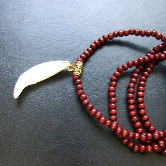 【表示現品】狼牙ウッドビーズネックレス - 15387zhb