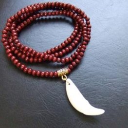 【表示現品】狼牙ウッドビーズネックレス - 15387zhb 【表示現品】狼牙ウッドビーズネックレス - 15387zhb