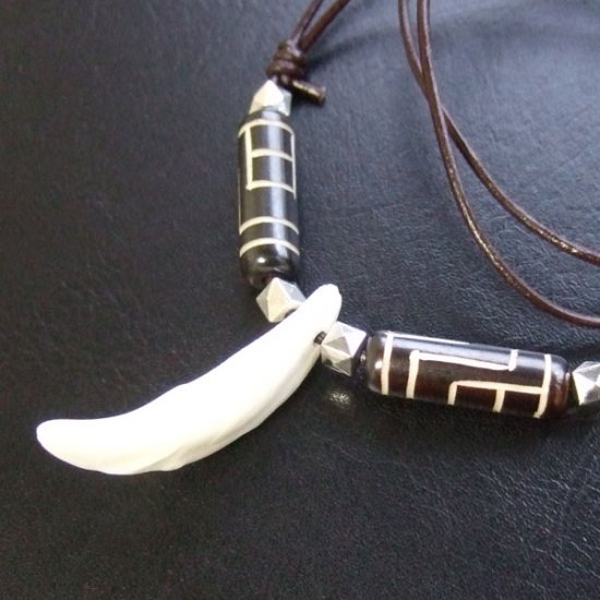 【表示現品】狼牙ボーンビーズネックレス - 15468zhb