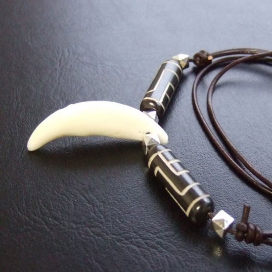 【表示現品】狼牙ボーンビーズネックレス - 15468zhb