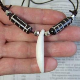 【表示現品】狼牙ボーンビーズネックレス - 15468zhb