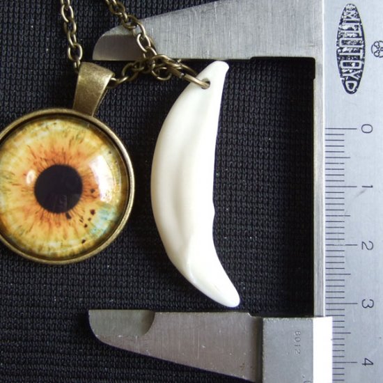 [表示現品] ウルフアイメダル付狼牙ペンダント大 (ブロンズ) - 15483zhb