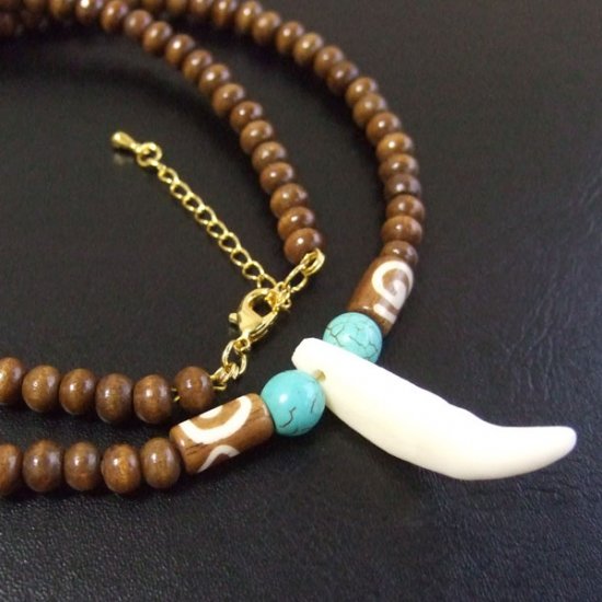 【表示現品】狼牙・ウッドビーズネックレス - 15525zhb