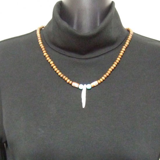 【表示現品】狼牙・ウッドビーズネックレス - 15525zhb