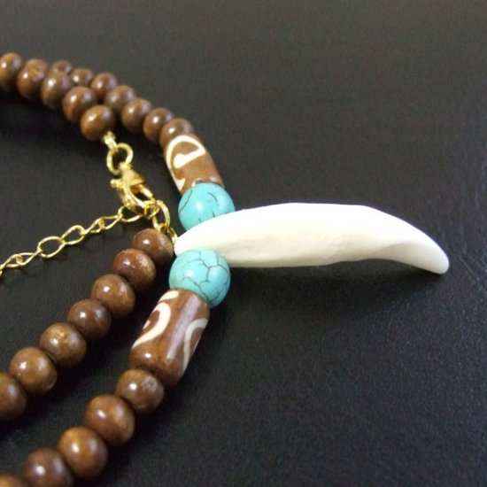 【表示現品】狼牙・ウッドビーズネックレス - 15525zhb