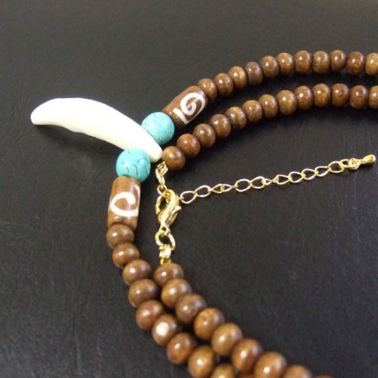 【表示現品】狼牙・ウッドビーズネックレス - 15525zhb