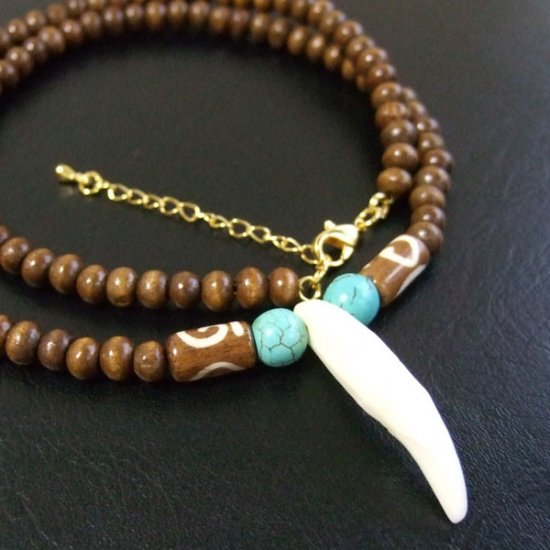 【表示現品】狼牙・ウッドビーズネックレス - 15525zhb