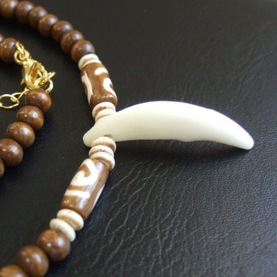 【表示現品】狼牙・ウッドビーズネックレス - 15529zhb