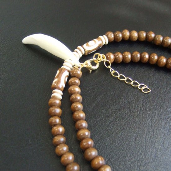 【表示現品】狼牙・ウッドビーズネックレス - 15529zhb