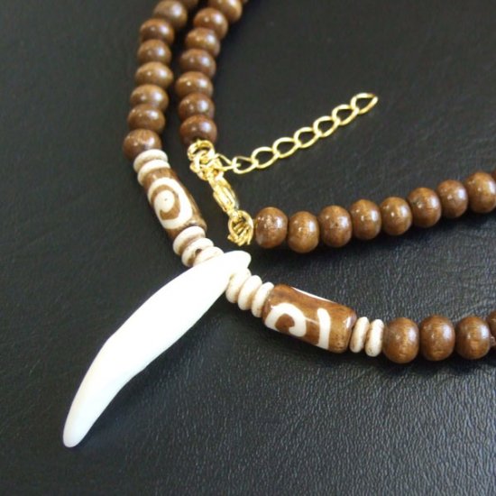 【表示現品】狼牙・ウッドビーズネックレス - 15529zhb