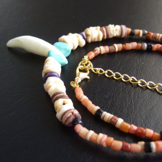 【表示現品】狼牙・ビーズネックレス - 15548zhb