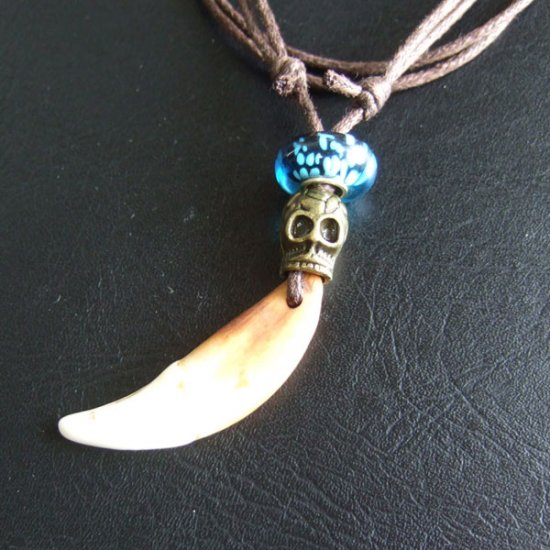 【表示現品】狼牙スカルビーズペンダント - 15578zhb