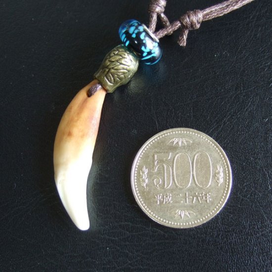 【表示現品】狼牙スカルビーズペンダント - 15578zhb