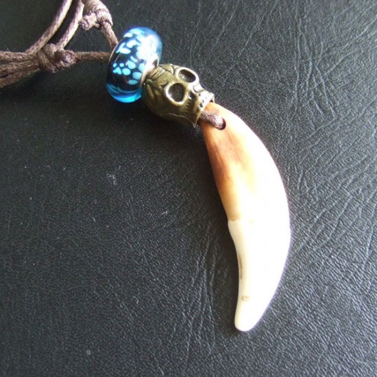 【表示現品】狼牙スカルビーズペンダント - 15578zhb