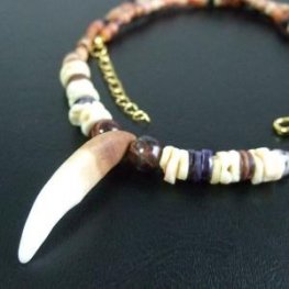 【表示現品】狼牙・ビーズネックレス - 15585zhb