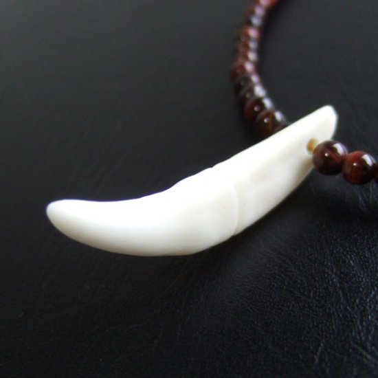 【表示現品】狼牙・レッドタイガーアイビーズネックレス - 15597zhb