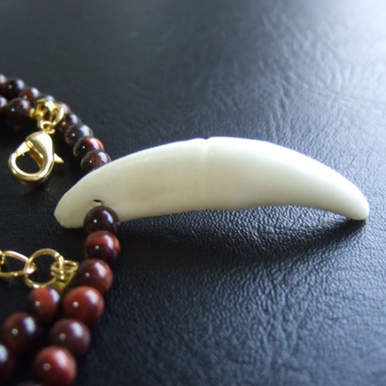 【表示現品】狼牙・レッドタイガーアイビーズネックレス - 15597zhb