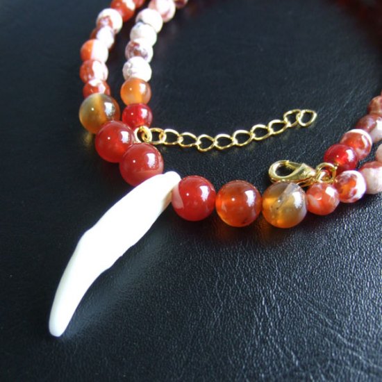 【表示現品】狼牙・ビーズネックレス - 15600zhb