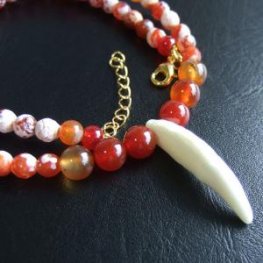 【表示現品】狼牙・ビーズネックレス - 15600zhb