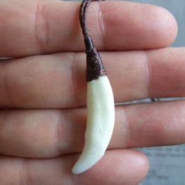 【表示現品】狼牙編み込みネックレス＜茶色コード　中サイズ＞ - 15612zhb