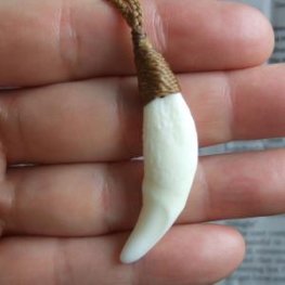 【表示現品】狼牙編み込みネックレス＜カーキコード　中サイズ＞ - 15618zhb